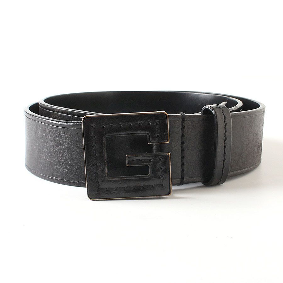MOH25137 GUCCI グッチ Gバックル ベルト レザー ブラック 黒 イタリア製 101571 212956 80 32