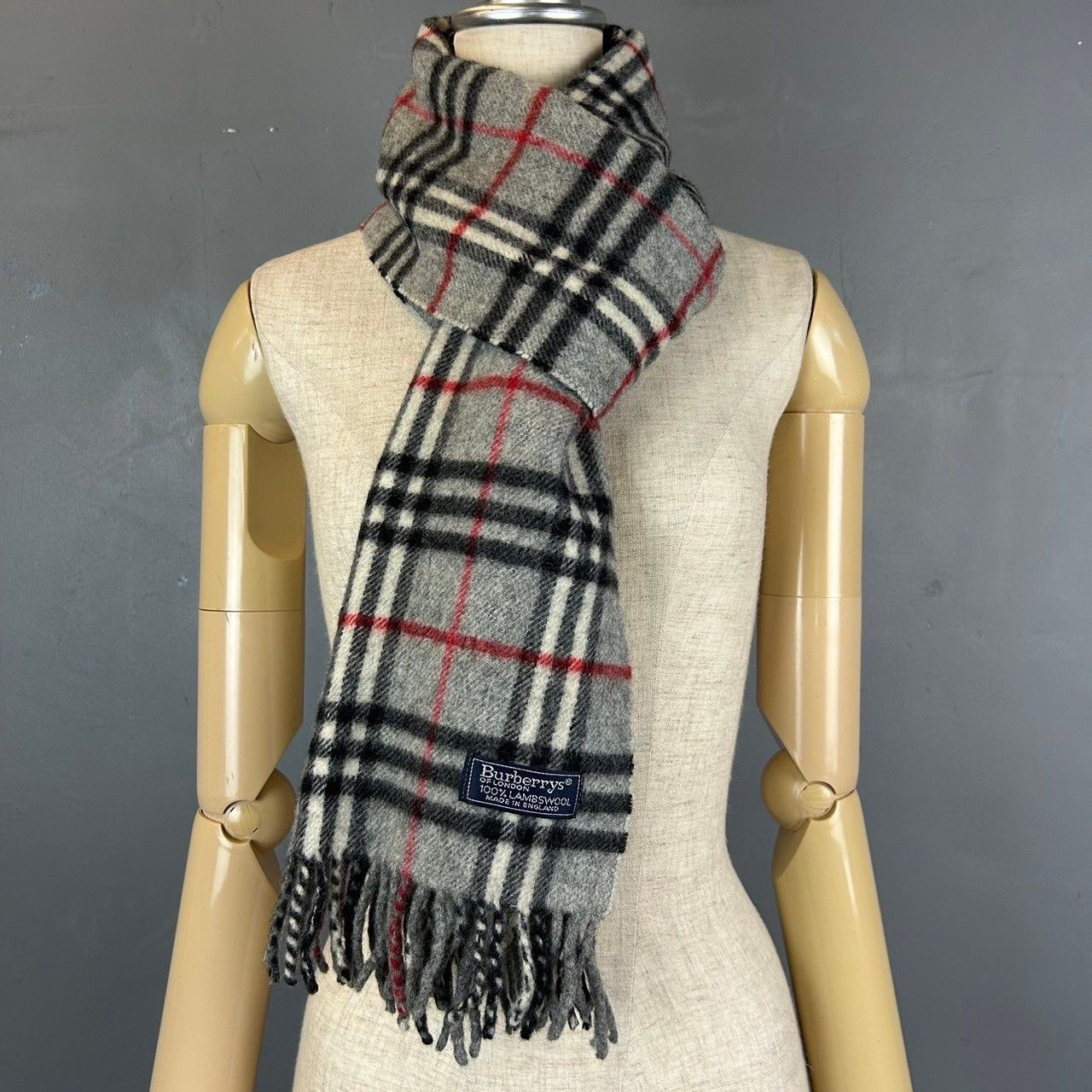 Burberrys バーバリー ノバチェック グレー マフラー ストール ウール 〇BURBERRY バーバリー バーバリーズ ノバチェック柄 ウール