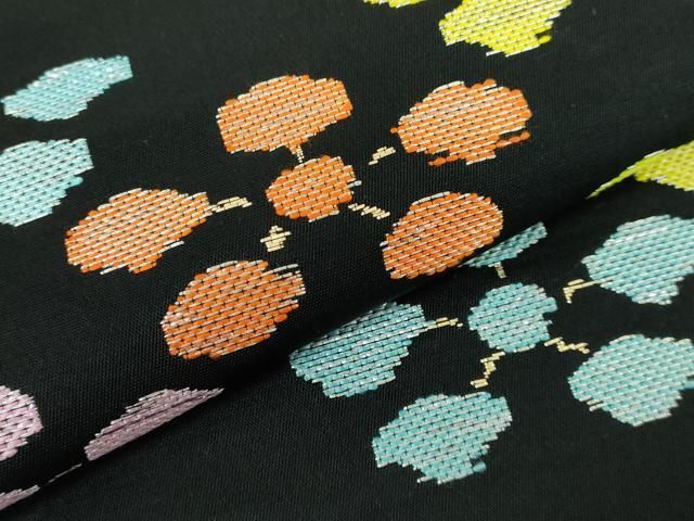 平和屋本店□最高級 龍村平蔵製 六通柄 本袋帯 絲入利休裂 黒地 金糸  