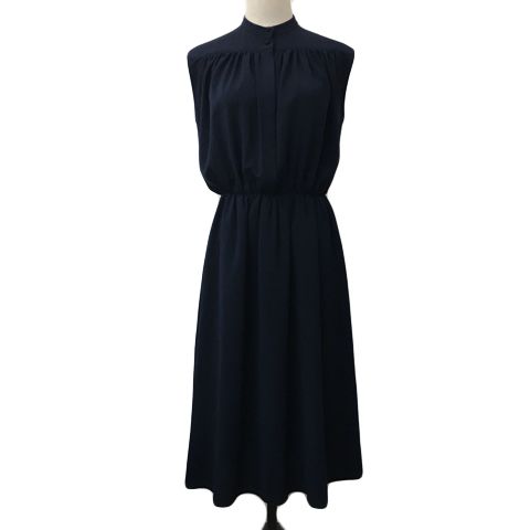 美品♡allurevilleノースリーブ ギャザーワンピース ロング丈 ネイビー allureville】 ベルト付きギャザーワンピース ノースリーブ