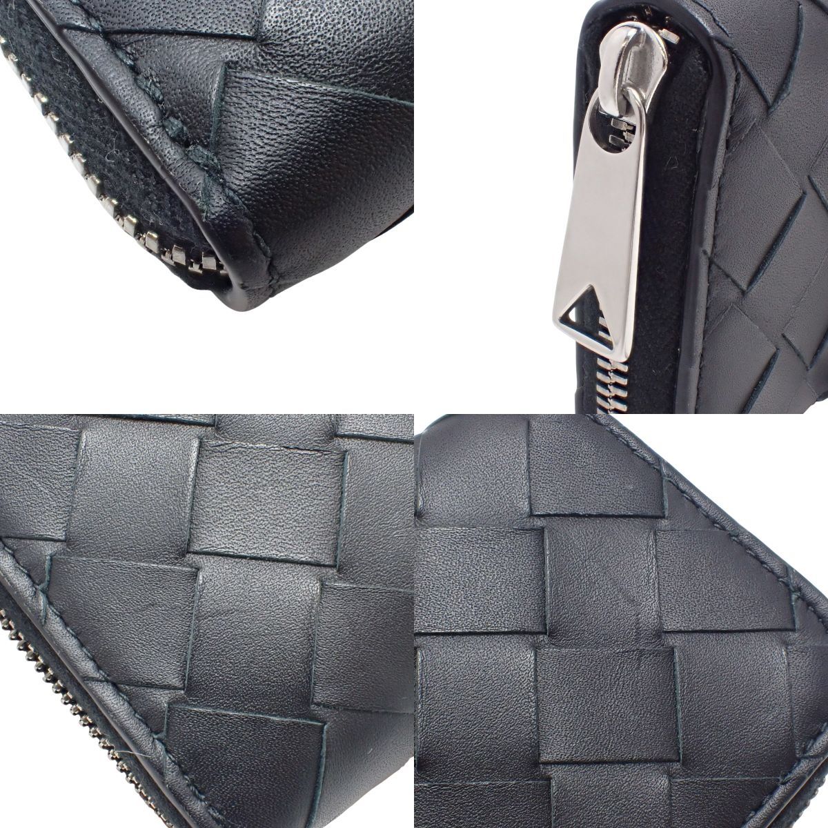 BOTTEGA VENETA ボッテガ ヴェネタ イントレチャート ファスナー付きコインパース コインケース ラウンドファスナー ジップアランド 小物 カーフ ブラック黒 シルバー金具 アラモード