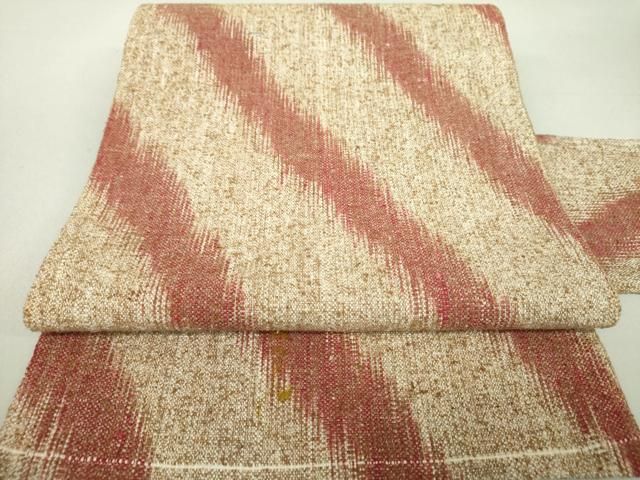 平和屋着物●出羽の織座　全通柄八寸名古屋帯　斜線文　正絹　逸品　DAAV6165ps 平和屋着物○出羽の織座 全通柄八寸名古屋帯 斜線