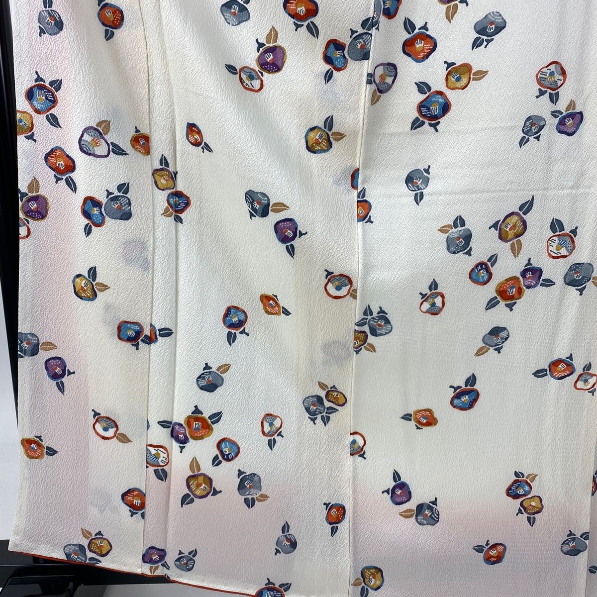 豊富な品揃え。 小紋 身丈163cm 裄丈66cm M 袷 名古屋帯セット 椿 クリーム 正絹 秀品 最安値に挑戦！