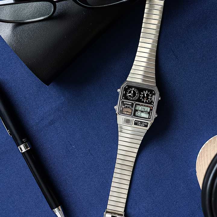 CITIZEN シチズン アナ‑デジ テンプ JG2101‑78E クォーツ 黒文字盤