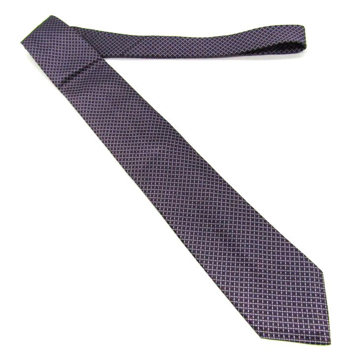 ブリオーニ ブランド ネクタイ チェック柄 シルク イタリア製 ハンドメイド PO メンズ パープル Brioni