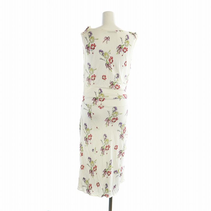 【良品】Christian Dior レザーワンピース 総柄 ノースリーブ 白 クリスチャンディオール Christian Dior ワンピース