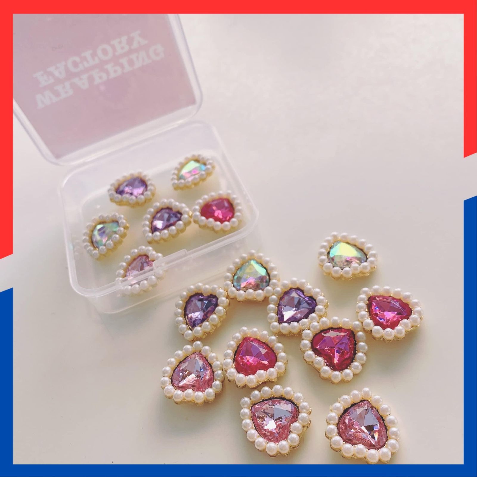 【620】ビジューとハートのピアス／イヤリング／ラインストーン 620】ビジューとハートのピアス／イヤリング／ラインストーン