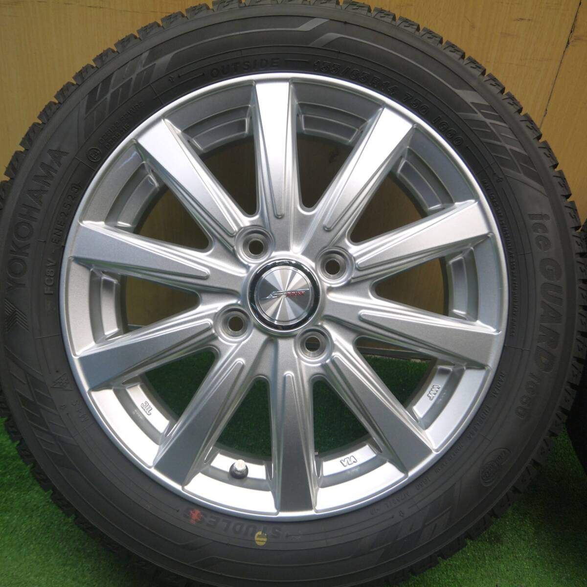 超バリ溝 23年 キレイ ほぼ10分 スタッドレス 155 65R14 ヨコハマ アイスガード iG60 JOKER ジョーカー 14インチ PCD100 4H 5021006Hス