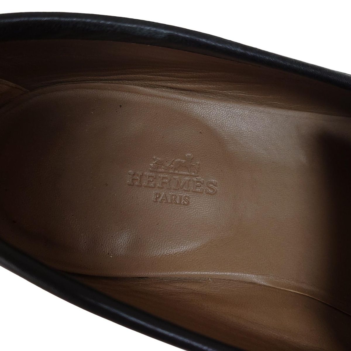 HERMES エルメス ローファー 43 メンズ アピ 黒 シルバー金具 レザー