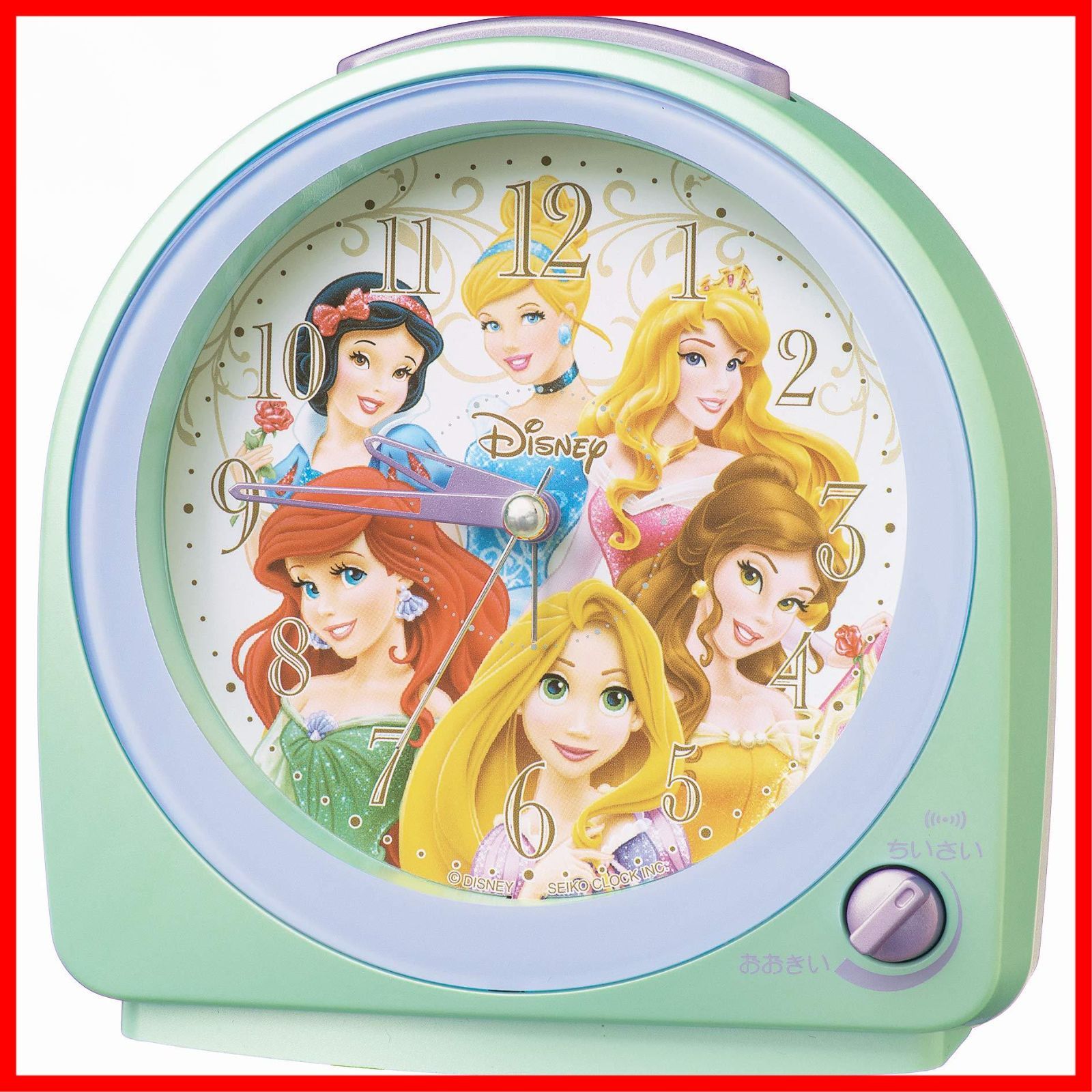 【在庫処分】セイコークロック 目覚まし時計 置き時計 キャラクター ディズニープリンセス アナログ 02:緑パール 本体サイズ:13.0×12.7×7.1cm FD989M