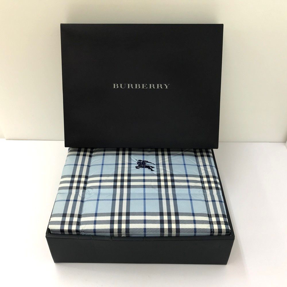 長期保管 BURBERRY バーバリー 羽毛肌掛けふとん ブルー BB8110 ADA 155 5100 外箱破れ有