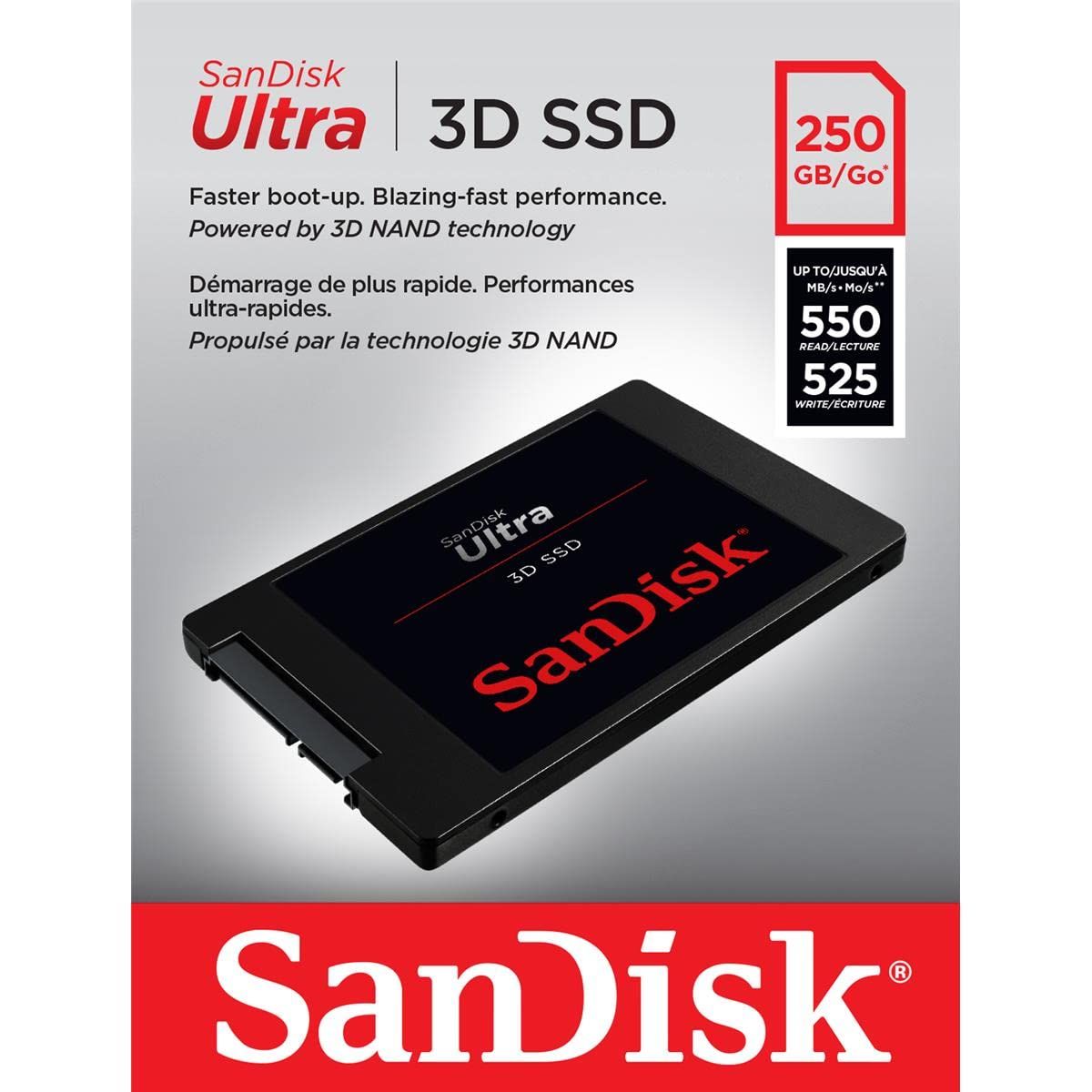 SanDisk サンディスク 内蔵 SSD Ultra 3D 250GB 2.5インチ SATA 読み出し最大 555MB|s 書込み最大 440MB|s PC メーカー5年 SDSSDH3-250G-G25 VETTDRUCK_DE