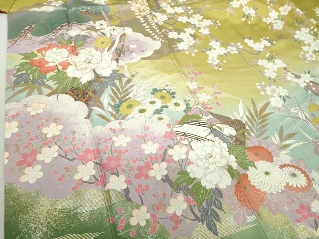 平和屋着物○豪華振袖 駒刺繍 絞り 枝垂れ桜 舞梅 花手毬 金彩 正絹