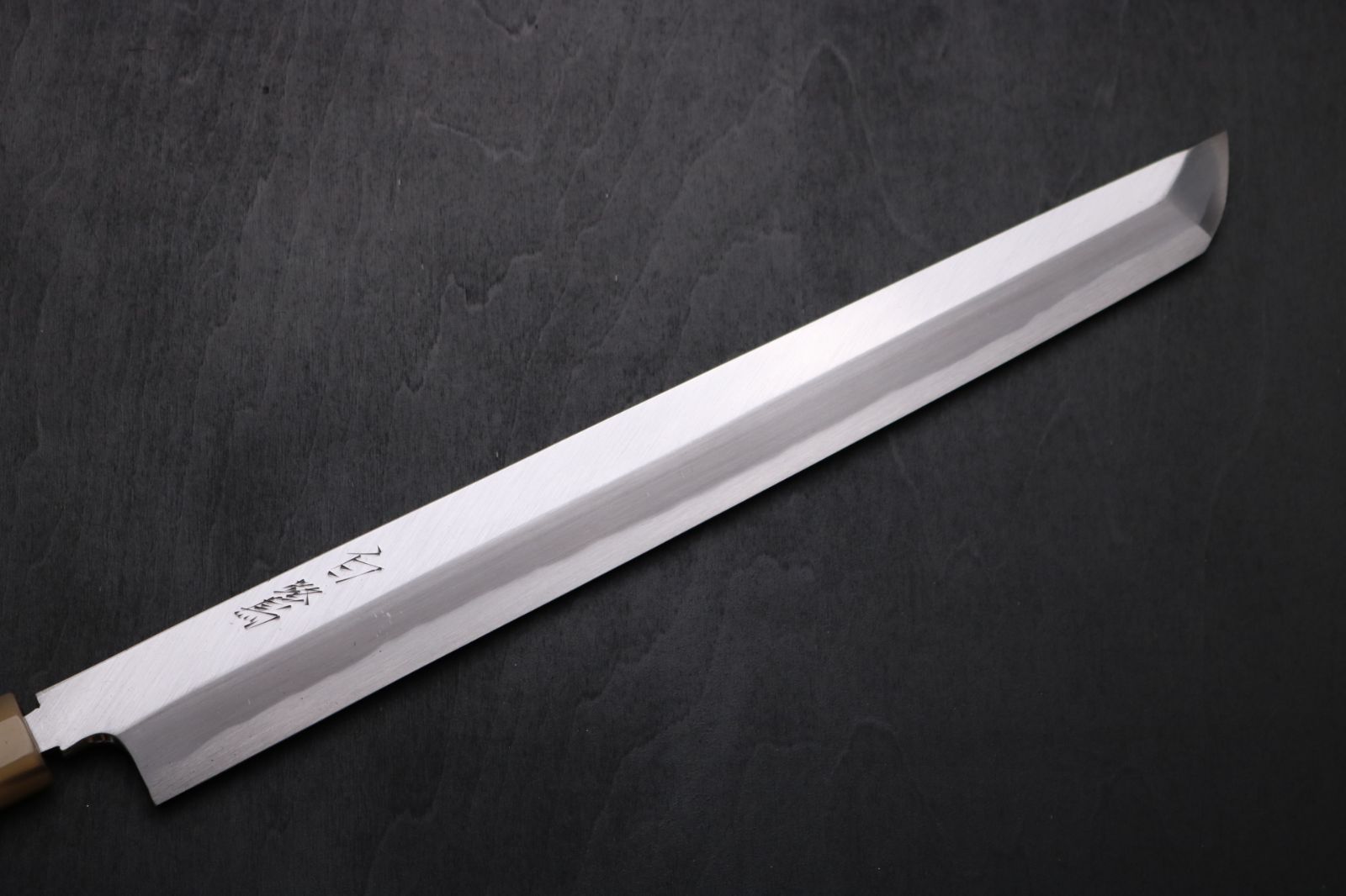 祥太郎作 左用 刺身 先丸 本焼 白鋼 9寸 鏡面 包丁 紫檀水牛八角柄