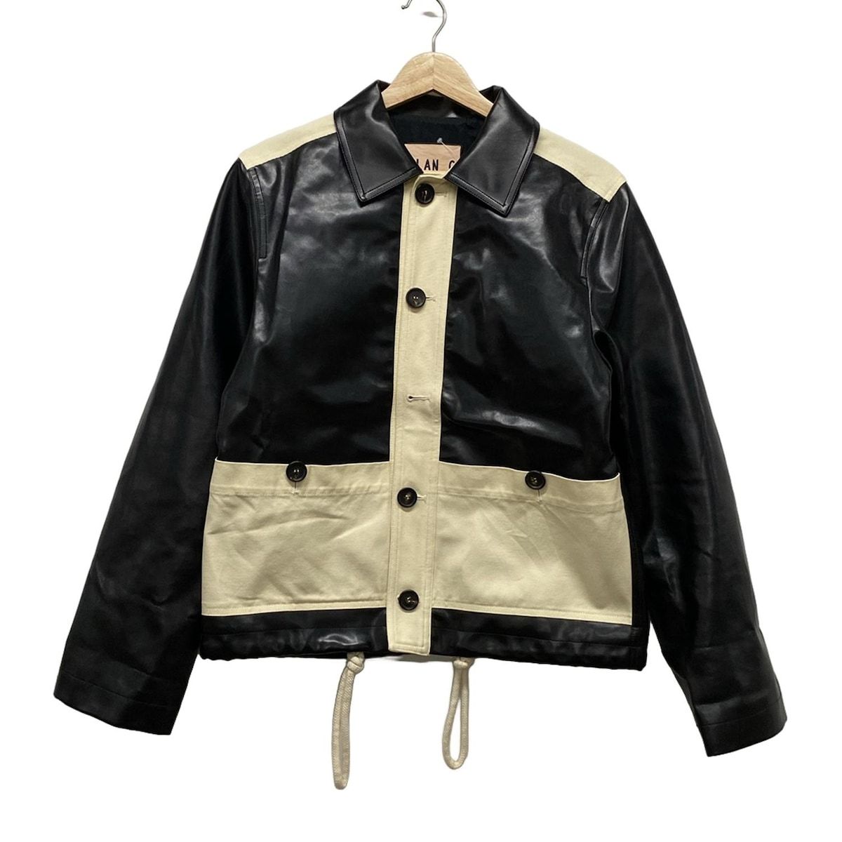 PLAN C プランシー ブルゾン サイズ36 S レディース - 黒×アイボリー 長袖|フェイクレザー|冬