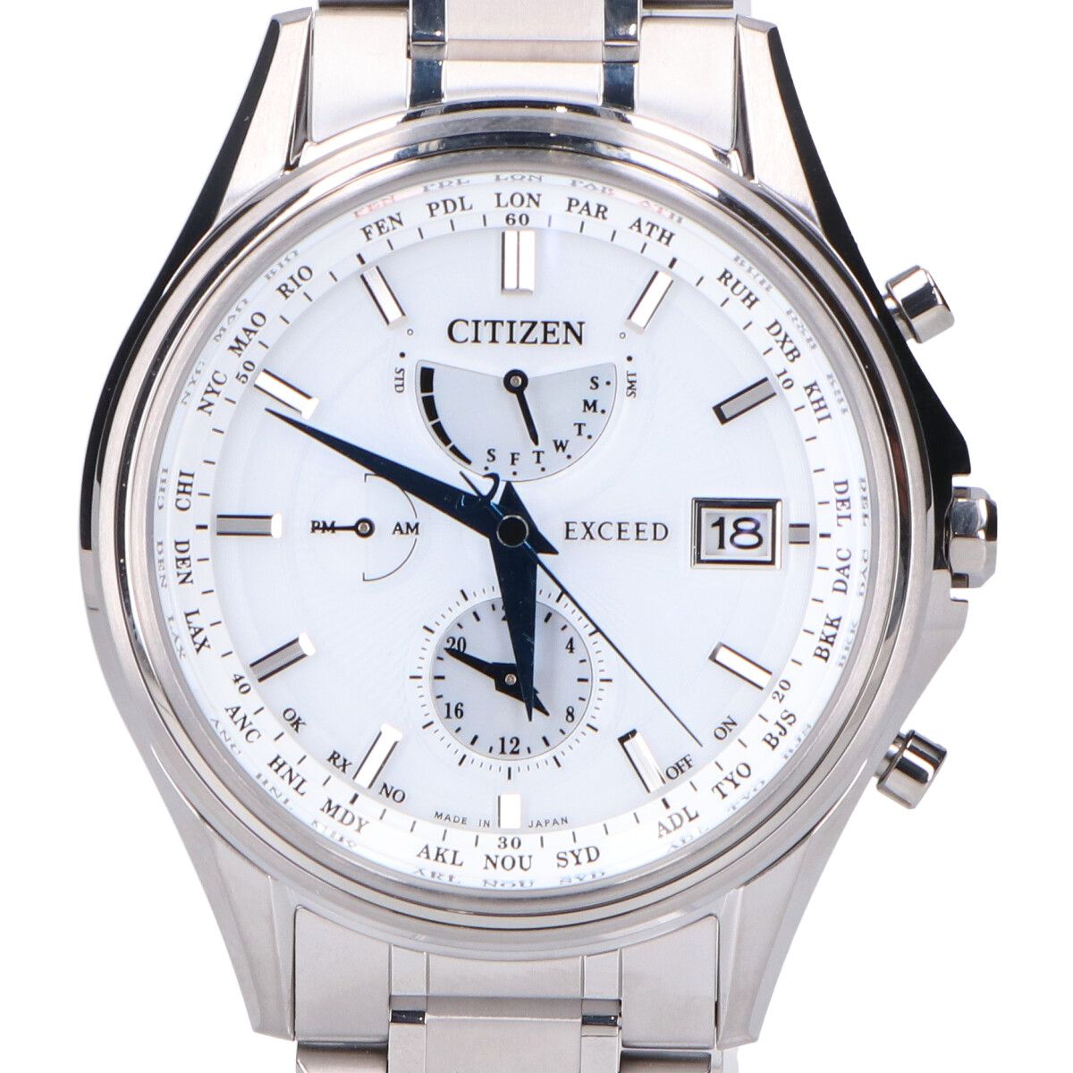 シチズン CITIZEN 腕時計 メンズ AT9130-69W エクシード エコ・ドライブ電波時計 45周年記念 ペアモデル EXCEED エコ・ドライブ電波（H820） ホワイト/ホワイトシェルxシルバー アナログ表示