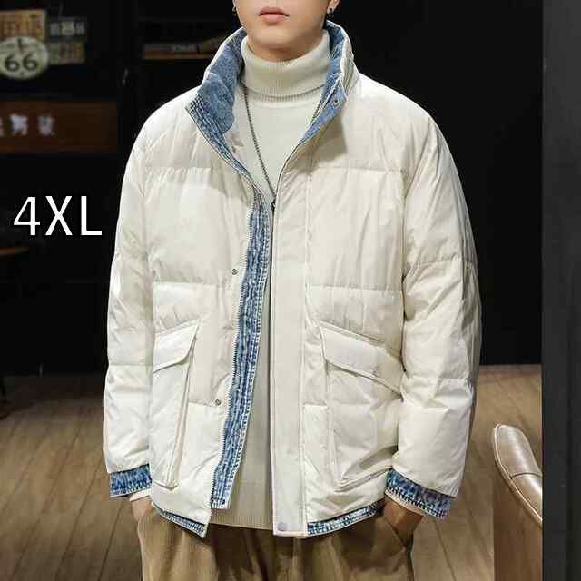 最安値，限定SALE [4XL ]秋冬 コーデ メンズ  服 シンプル ファッション オシャレ 大人 かっこいい 大きいサイズ ストリート 紳士服  スタンドカラー ダウン ジャケット デニム ホワイトダックダウン 暖かい その他