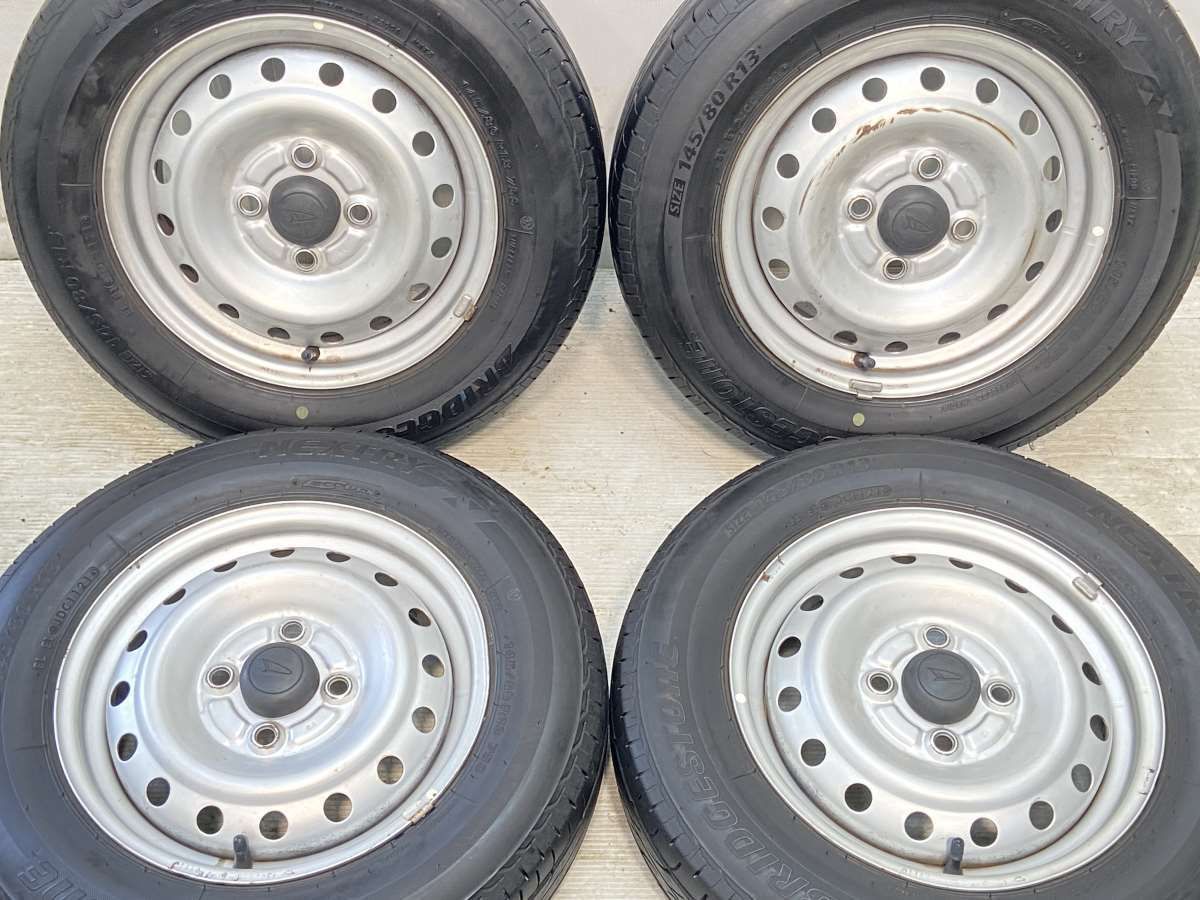 145/80R13  nブリヂストン ネクストリー nダイハツ純正  n13x4.0  100-4穴 n中古タイヤ サマータイヤ ホイールセット 4本セットn s13240415004