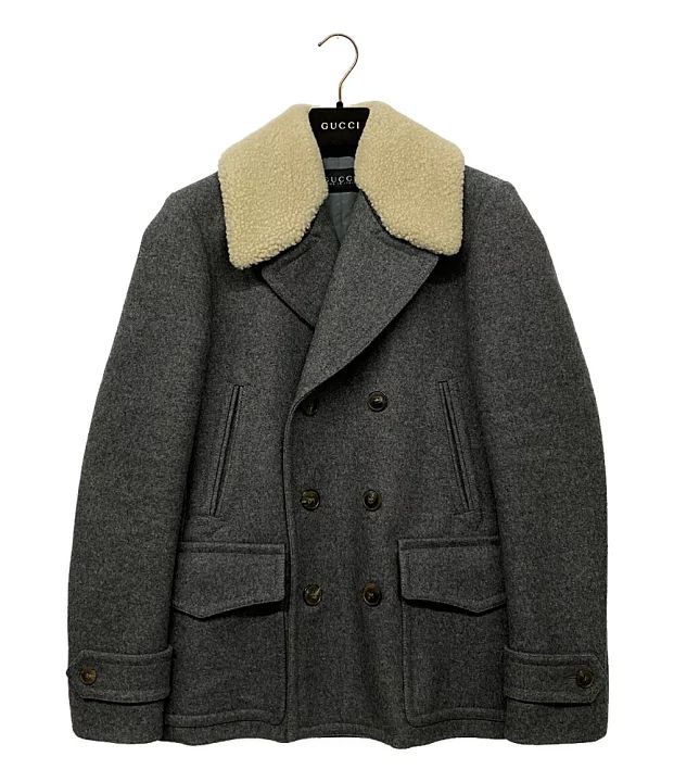 GUCCI Wool Pea Coat Gray ウールピーコート グレー グッチ