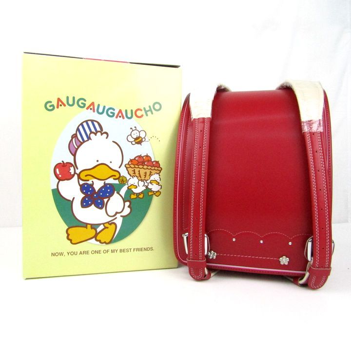 ランドセル 牛本革 レザー カーマイン×ピンクステッチ フラワー 赤 キッズ 女の子用 school bag