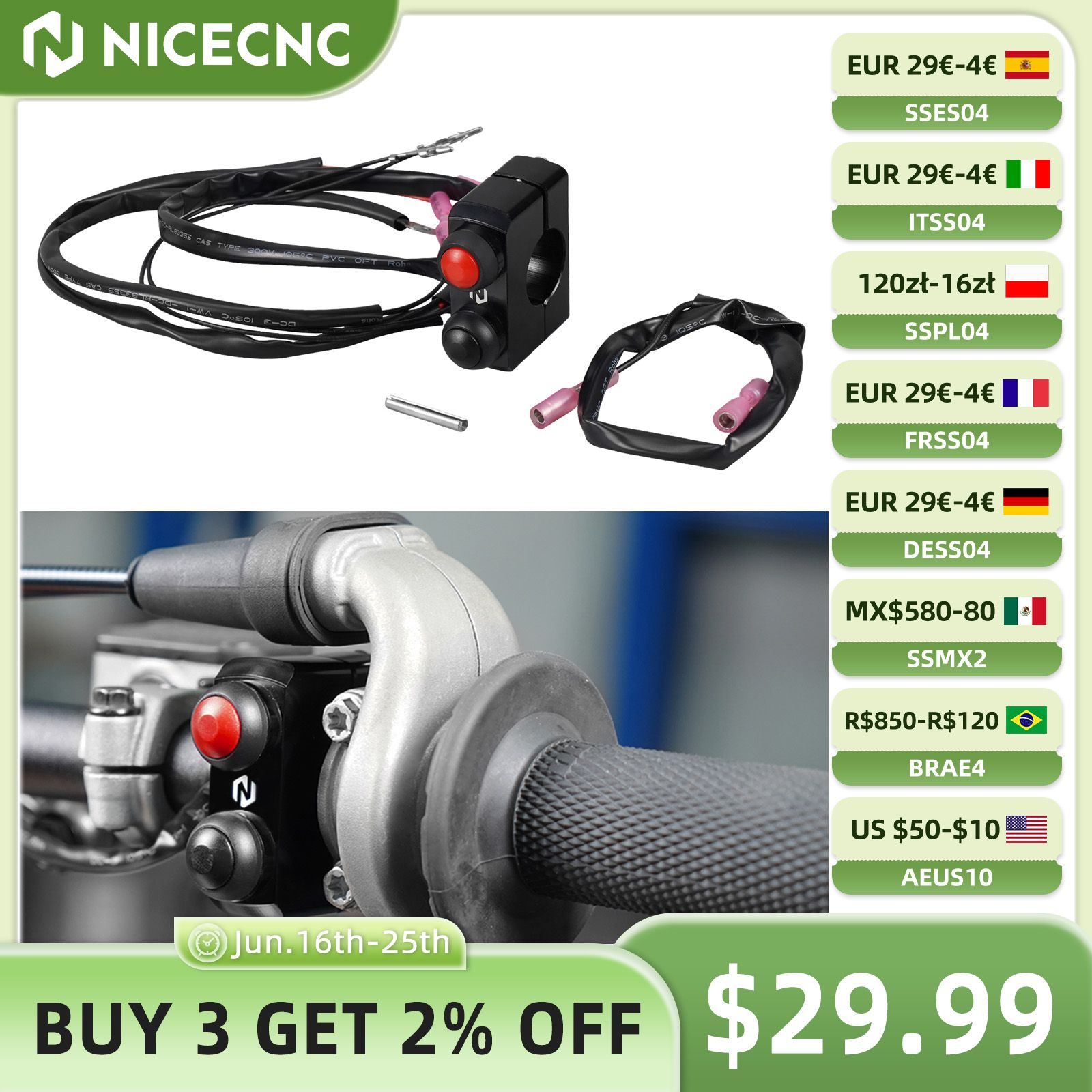 2014-2023 ハスクバーナ TE 300 ストップスタートキルスイッチボタン