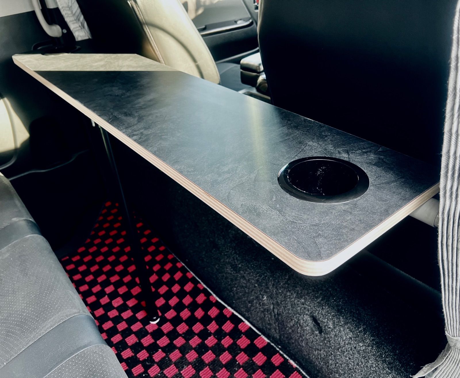 【海外定番】 一点商品 ハイエースバン セカンドテーブル S-ＧL DX兼用 ひのき 鉄媒染＋オイル塗装 ワンオフ ハンドメイド