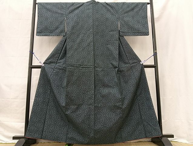 平和屋着物●本場大島紬　カタス9マルキ　笹　麻の葉正絹　逸品　未使用　AAAX0252np 平和屋着物○本場大島紬 カタス9マルキ 笹 麻の葉正絹 逸品 未使用