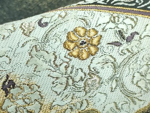 平和屋本店□極上 西陣の名門 加納幸謹製 六通柄袋帯 唐織 吉祥花文 金