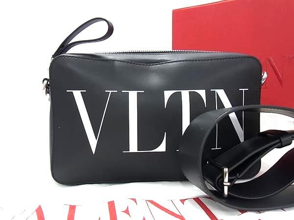 VALENTINO ヴァレンティノ レザー 2WAY クラッチバッグ ショルダー クロスボディ 斜め掛け ブラック系 GA1362