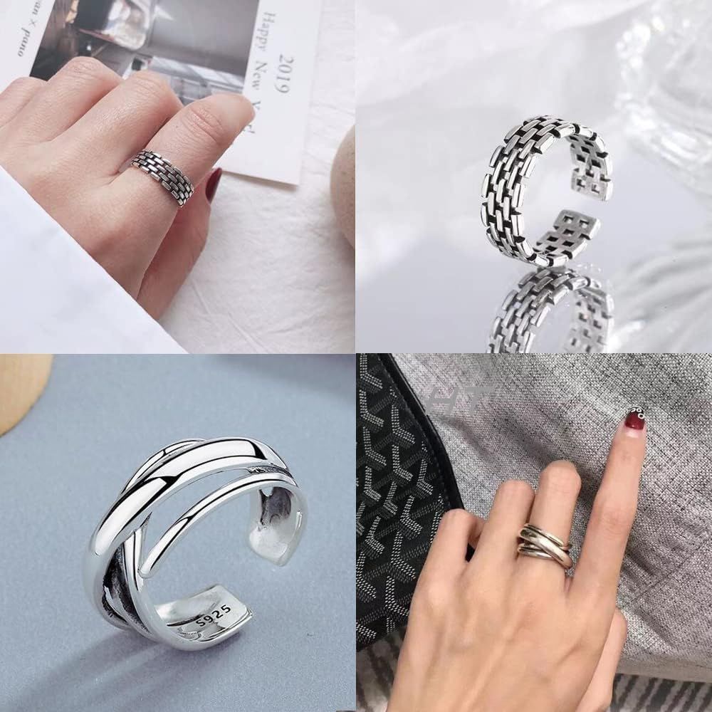 レディース メンズ ファッションリング セット 調節 リング おしゃれ 入り シンプル 指輪 シルバー YFFSFDC