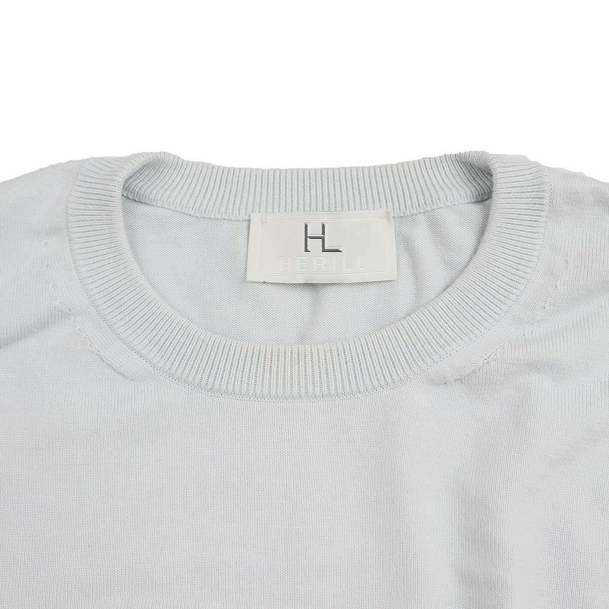 HERILL ヘリル Cotton L/S Crewneck コットンクルーネックニットセーター 21-080-HL-8060 ブルー 2 HERILL ヘリル Cotton L/S Crewneck コットンクルーネックニット