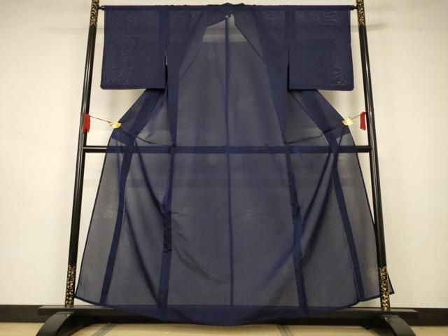 ⭐︎ 単衣 色無地 笹の葉模様 薄鼠色 K-4538 単衣 色無地 笹の葉模様 薄鼠色 K-4538