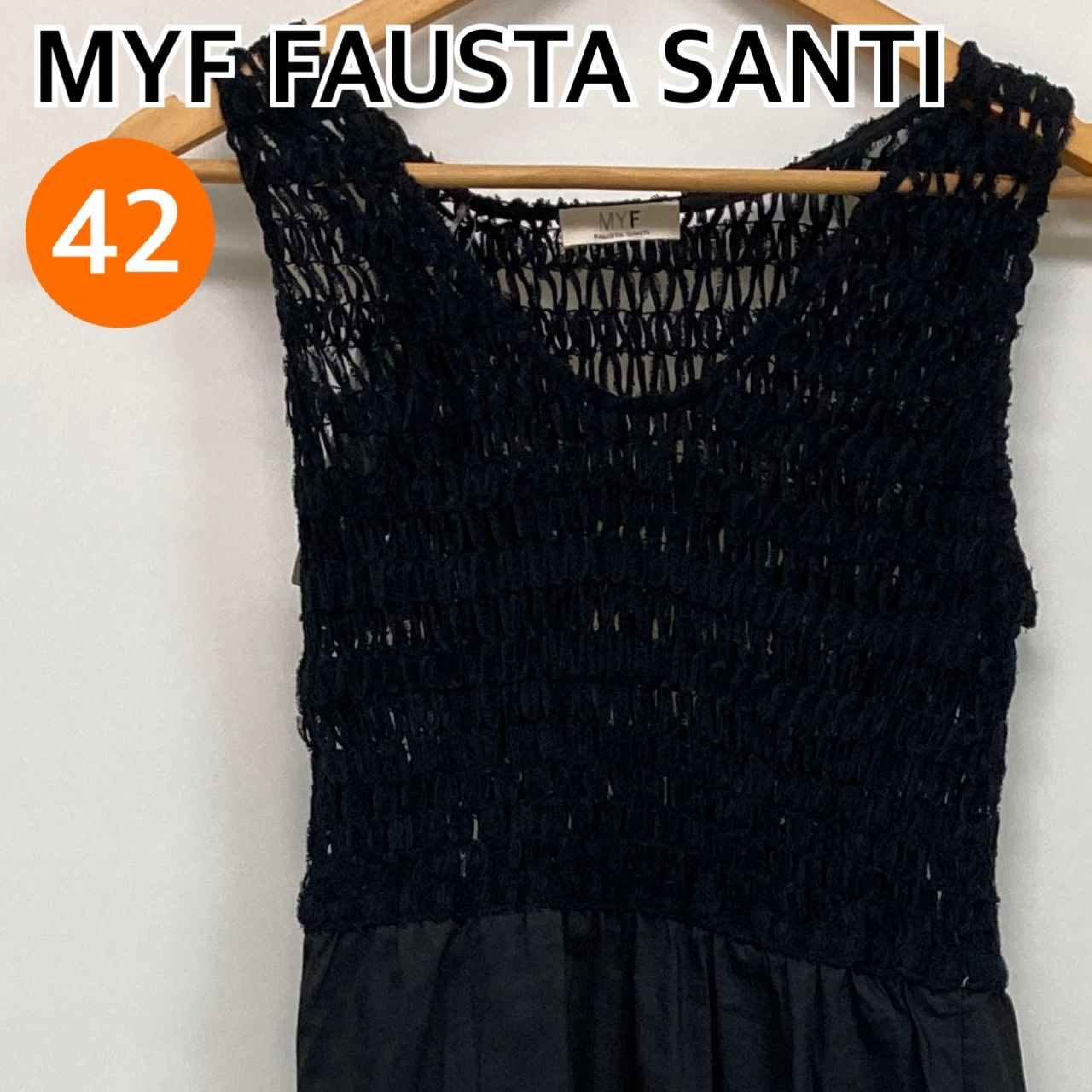MYF FAUSTA SANTI マイエフファウスタサンチ ワンピース ロングワンピース ノースリーブ ブラック レディース 42サイズ CT1782