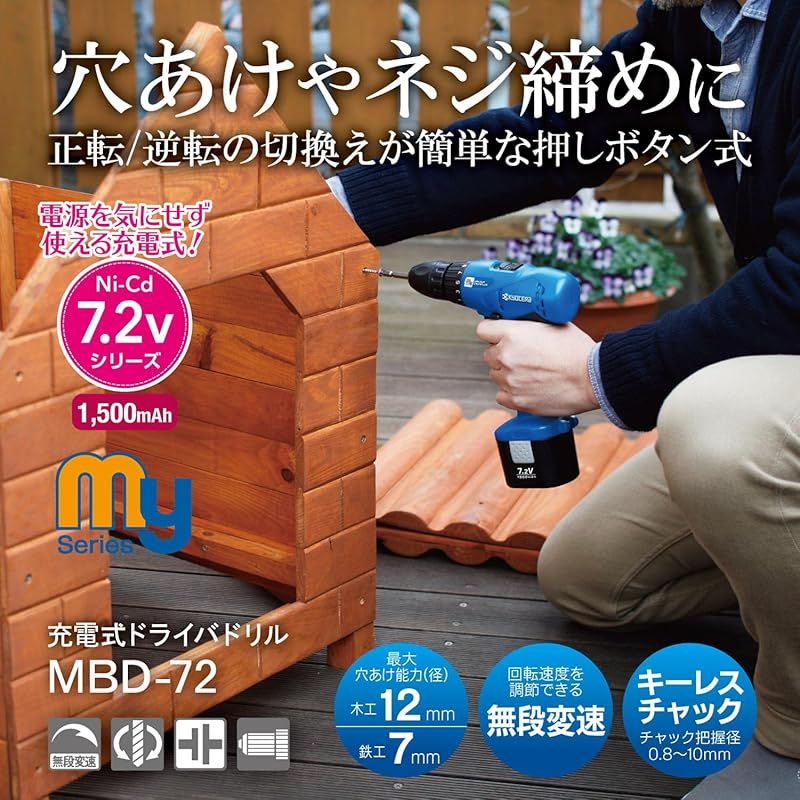 京セラ Kyocera 旧リョービ 充電式ドライバドリル 7.2 V MBD-72 647554 A ブルー 充電式なので電源を気にせず穴あけやネジ締め ニカド7.2 充電時間60分 最大穴あけ能力 7 mm 鉄工 12 木工 ネジ締め能力4.1 1