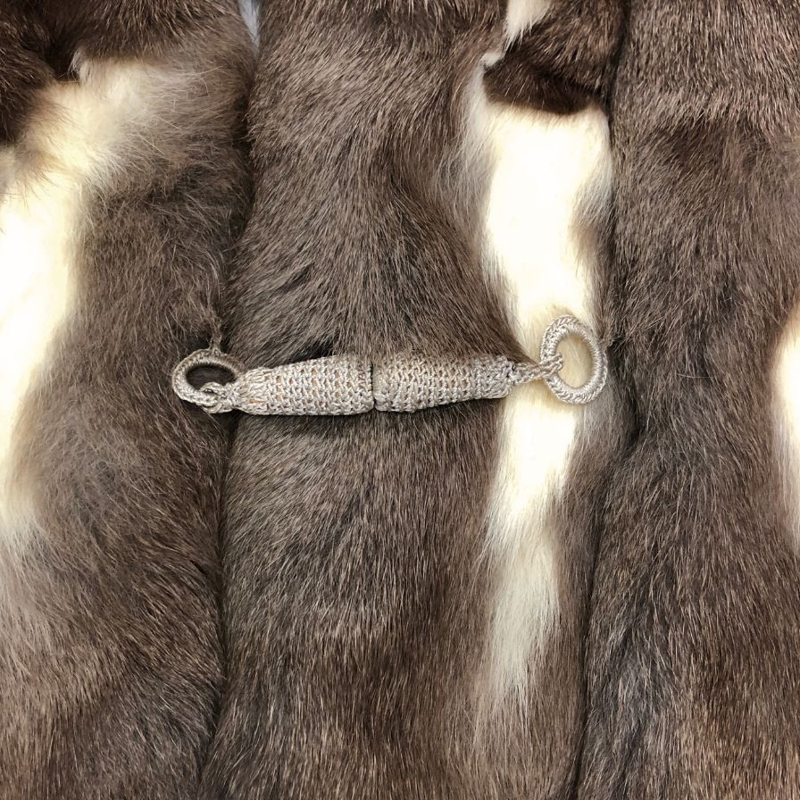 ノーブランド ファー ストール 大判 ブラウン フリンジ付き【AFF21  