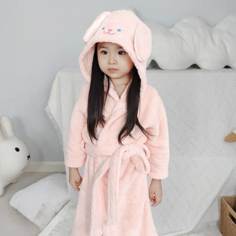 ピンク  Sサイズ  バスローブ pmybath011 キッズ バスローブ ガウン ナイトガウン ロングガウン ルームウェア 着る毛布 部屋着 耳 ミミ ウサギ 兎 うさぎ パジャマ 寝巻き 寝巻 フード付き フード