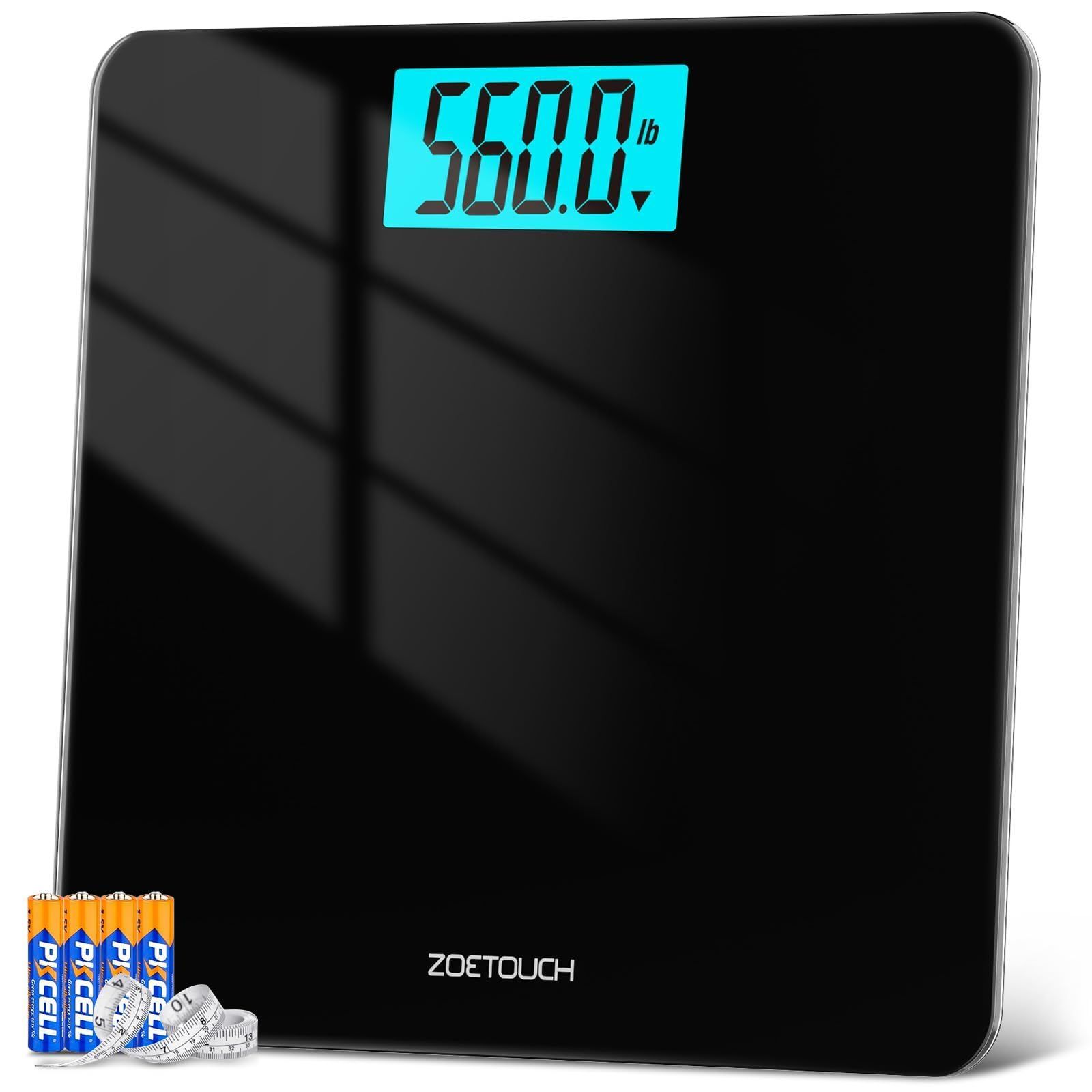 【新着商品】Weighing Scale Scale with Bathroom Extra Digital Wide Capacity Platform 4.2 High Inch 255kg Backlit 560lbs Display - Tape