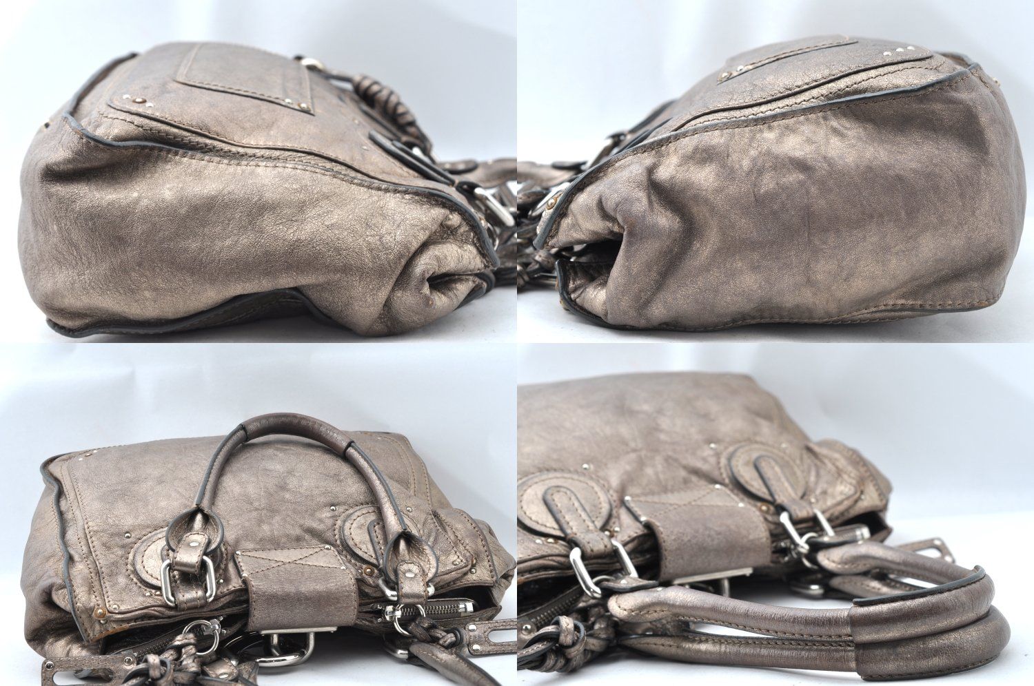 Chloe クロエ パディントン レザー ショルダーハンドバッグ シルバー 