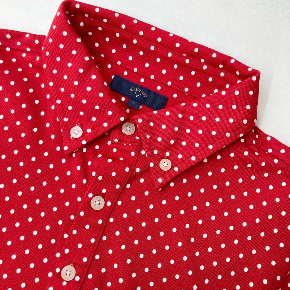 サイズ：LL CALLAWAY キャロウェイ レッドレーベル 半袖ポロシャツ ドット ピンク系 [240101432472] ゴルフウェア メンズ ストスト サイズ：L CALLAWAY キャロウェイ 半袖ポロシャツ ドット レッド