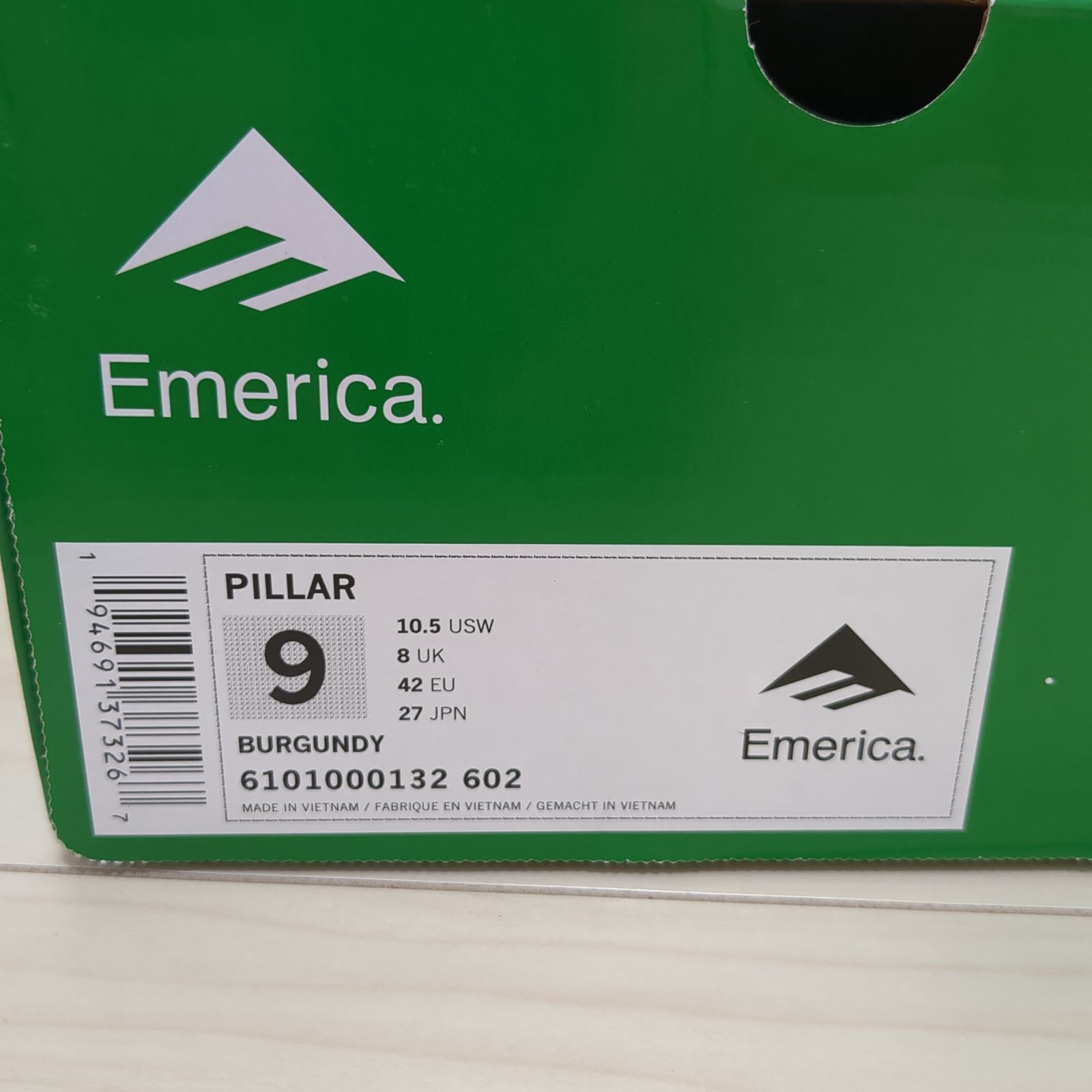 Emerica エメリカ PILLAR 27.0cm バーガンディー