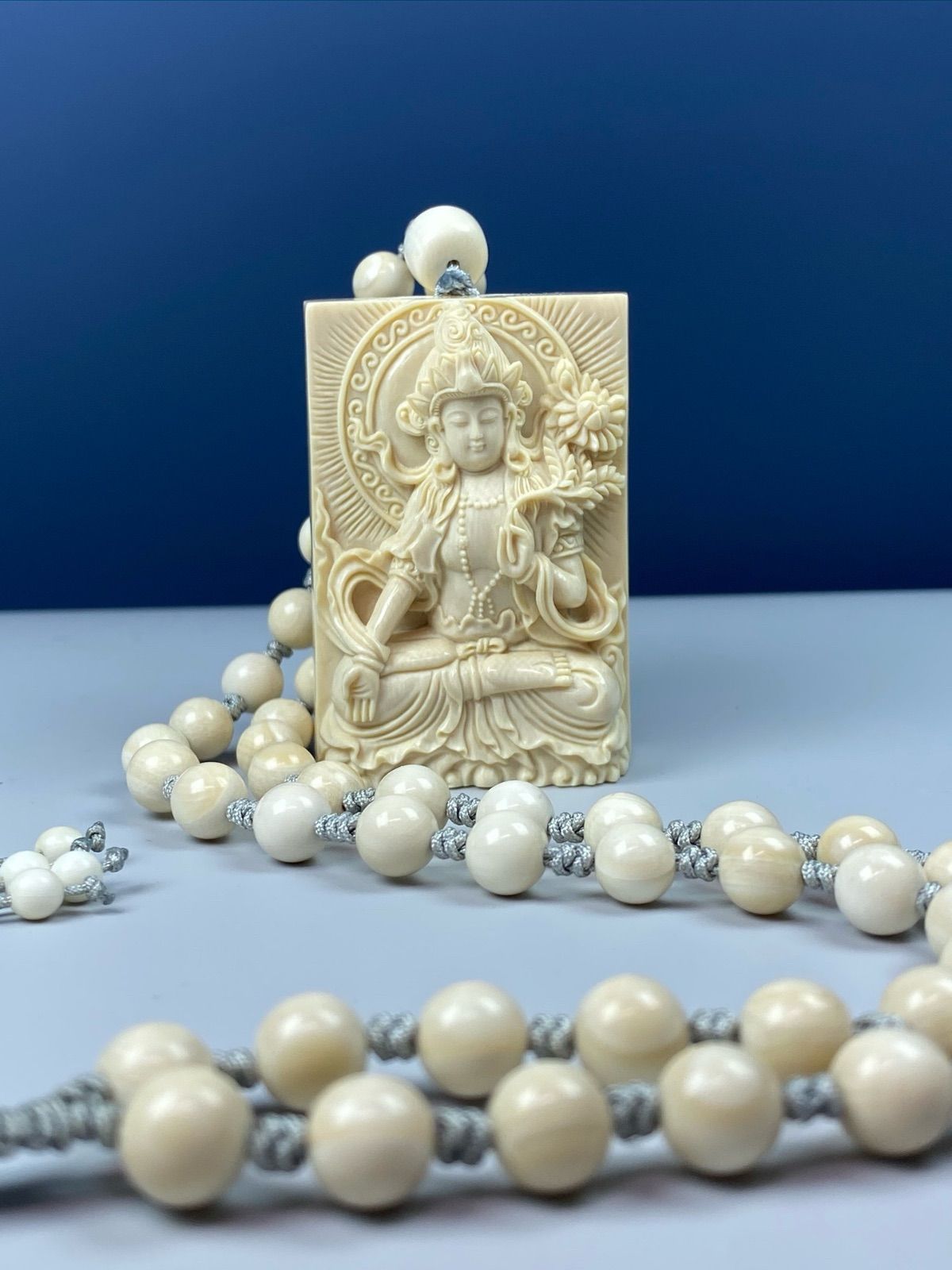 天然マンモス牙美しい手作り彫刻 1龍珠 車用ストラップ