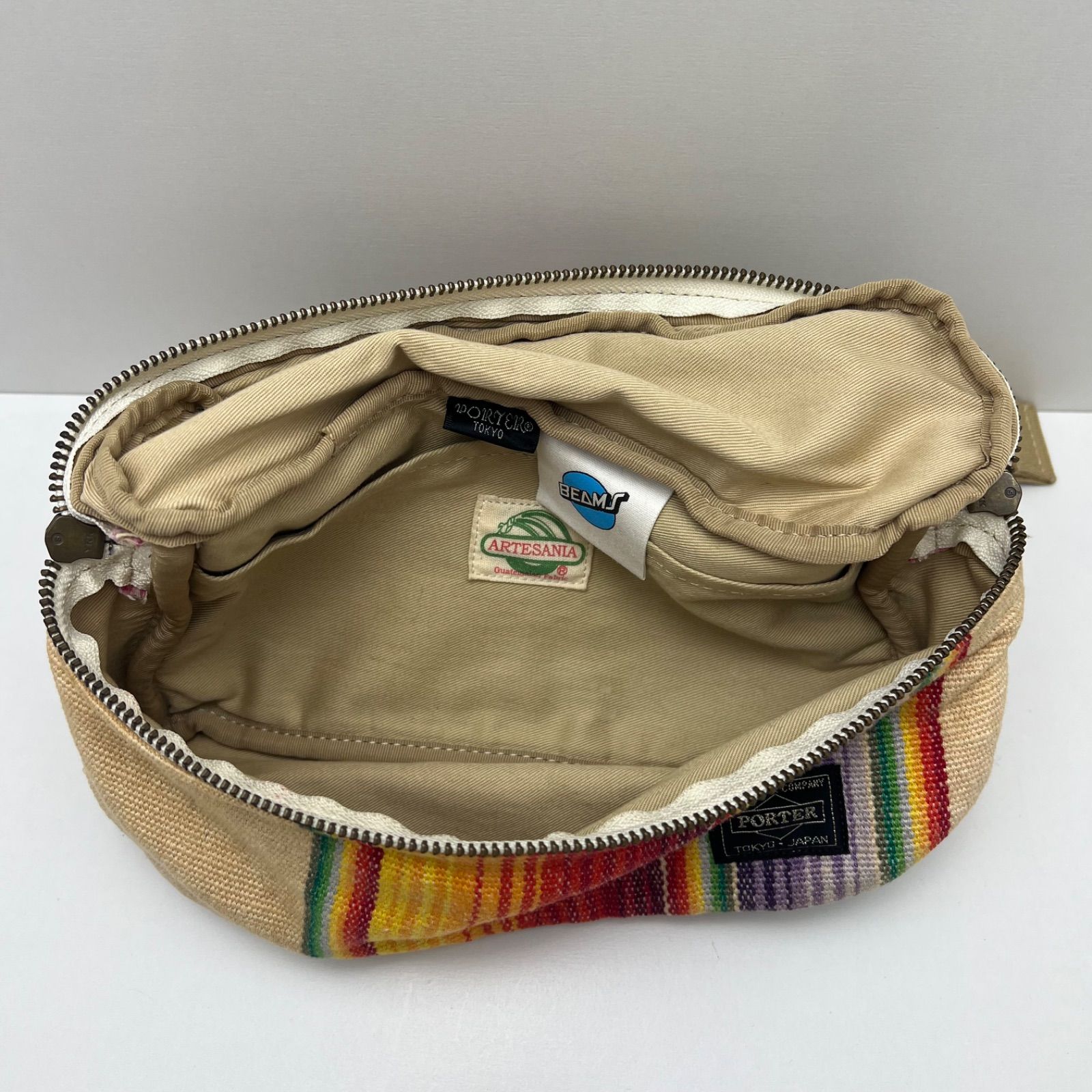 PORTER BEAMS artesania Guatemala fabric waist bag RARE ポーター
