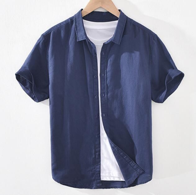 半袖シャツ 新品 メンズ ワイシャツ リネンシャツ 綿麻 春夏 サマー 清涼感 心地良し 麻シャツ 無地 カジュアル 六色選択 S~3XL