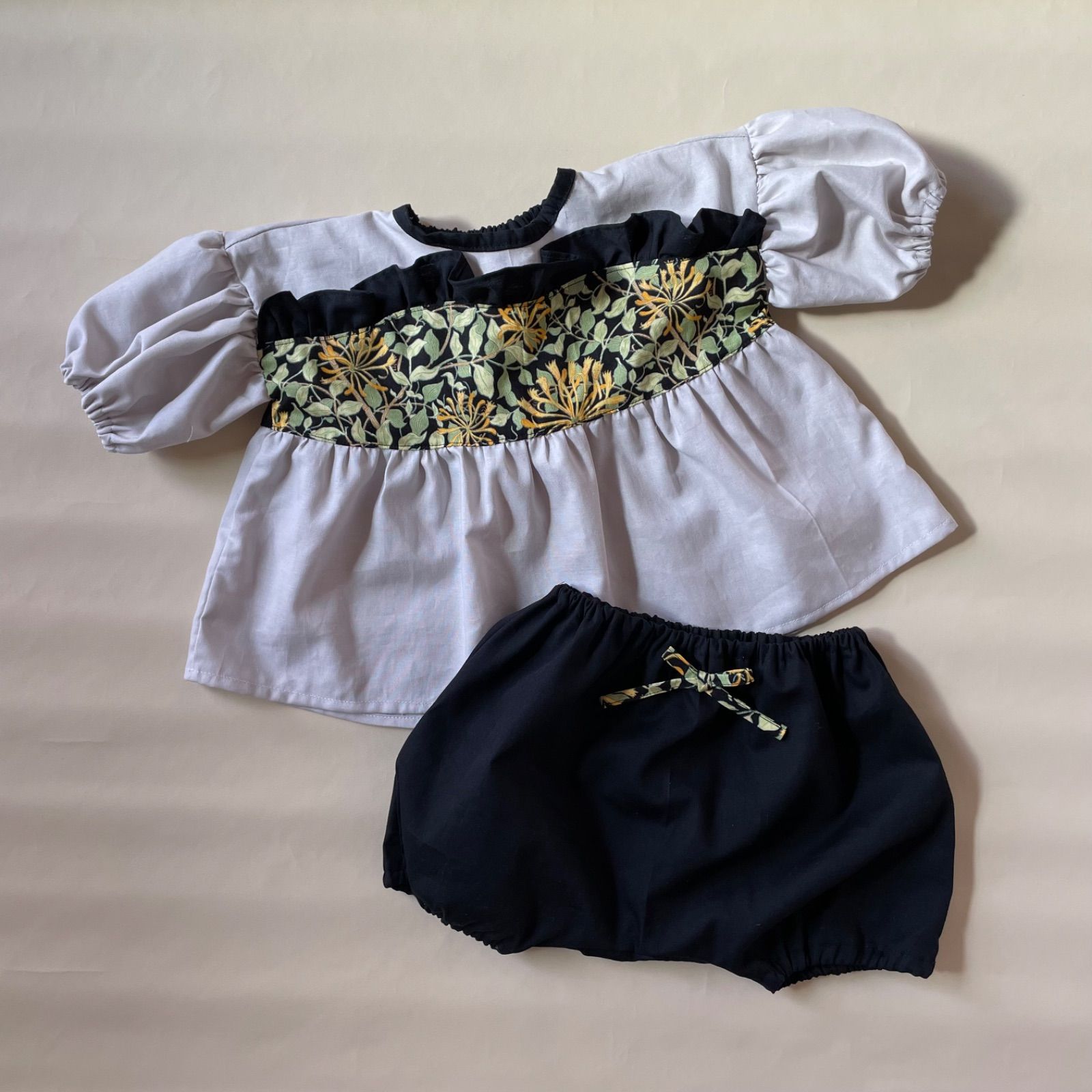 ハニーサックル ウィリアムモリス ハンドメイド ワンピース 在庫限り