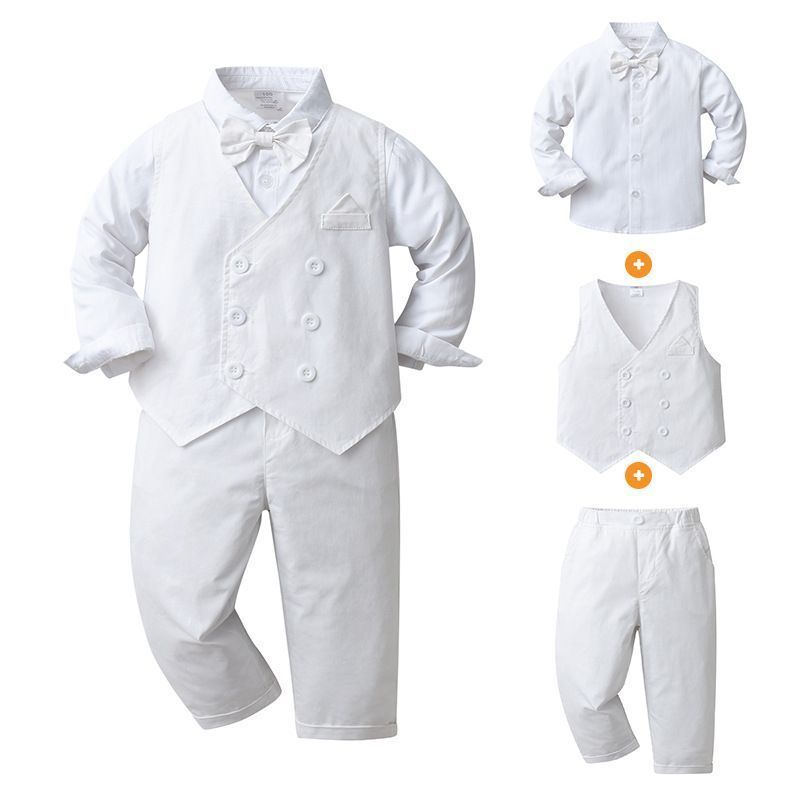 新品未使用子供服 キッズ フォーマル スーツセット ブレザー 男の子 ベビー服 3点セットベスト シャツ パンツ 卒園式 入園式 演奏会七五三 お宮参り タキシード風 結婚式 入学式 80 90 100 110 120 130cm