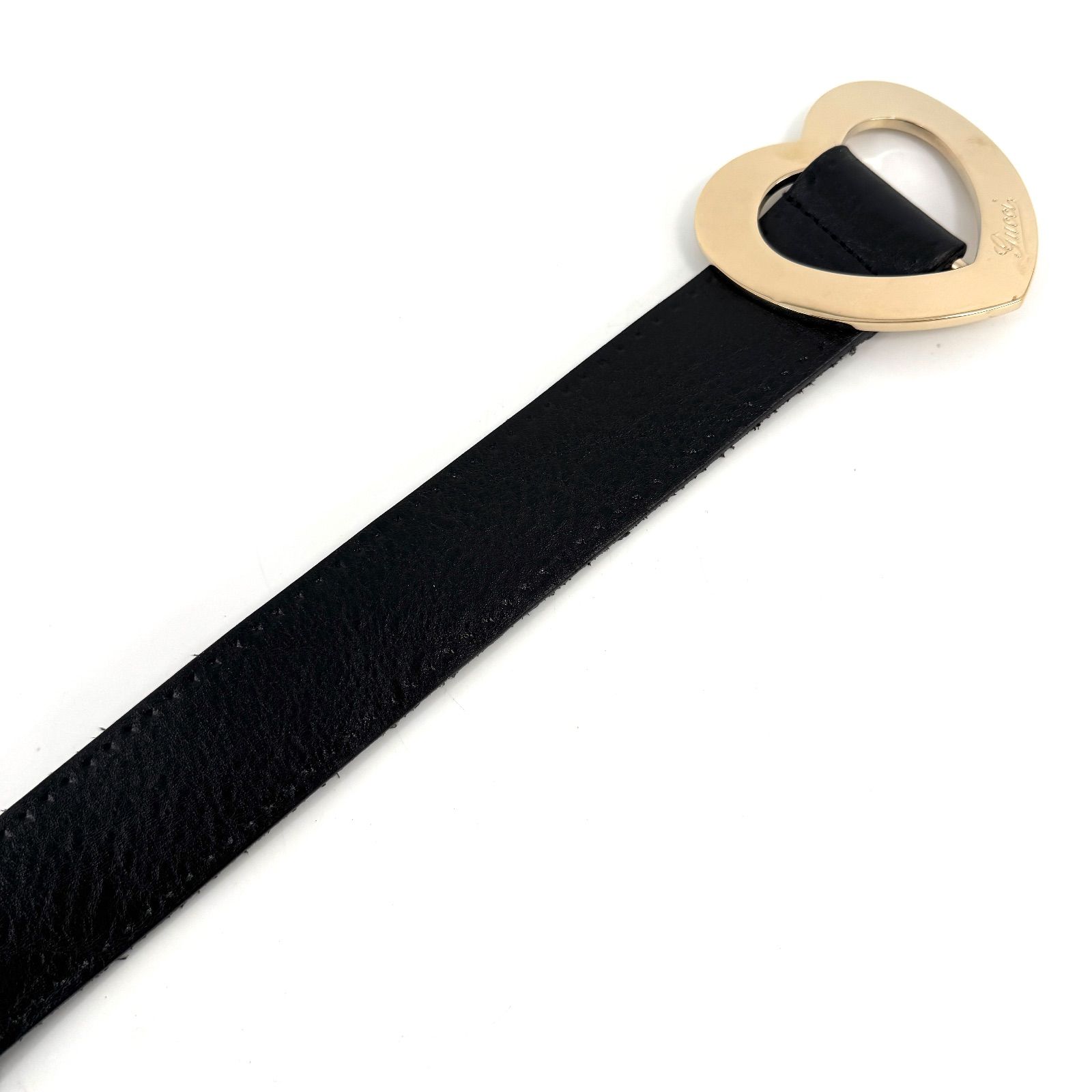 GUCCI グッチ】ハートバックル レザーベルト ブラック - メルカリ