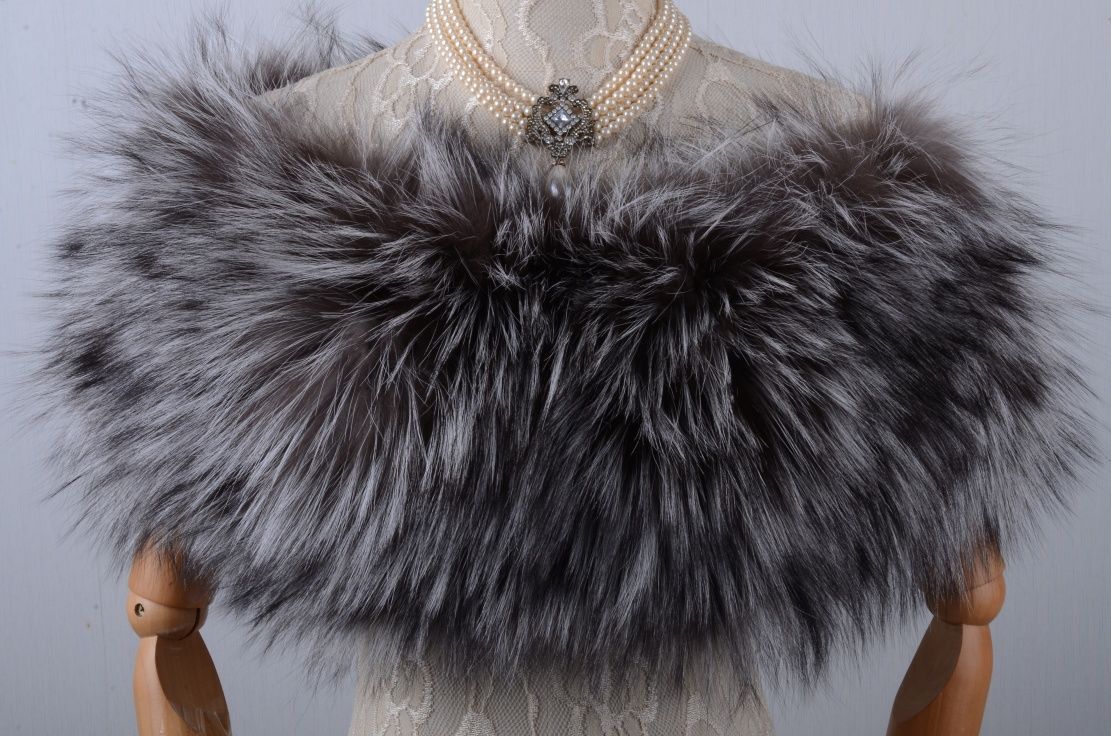 ◆上質シルバーフォックス編み込みスヌード ボレロ |毛皮 リアルファー