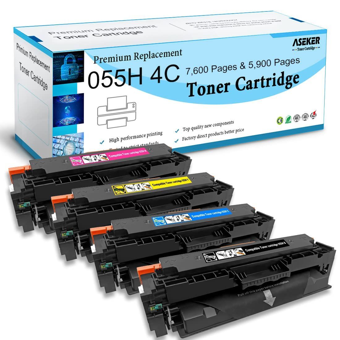 ASEKER 互換トナーカートリッジ 055H CRG-055H CRG055H 4色セット大