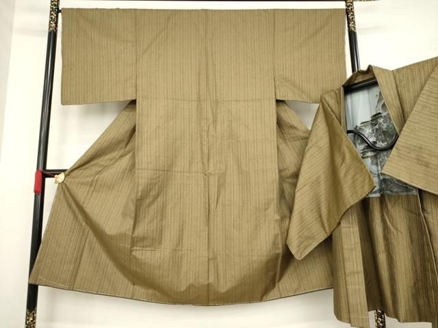 平和屋着物○上質な紬 縞 正絹 逸品 AAAY0270zg 平和屋着物▽上質