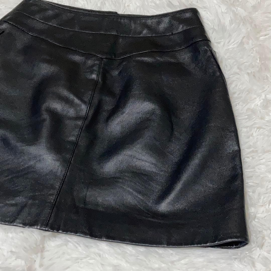 【極美品】DIOR ディオール レザースカート CDボタン 黒 36 極美品】DIOR ディオール レザースカート CDボタン 黒 36 Christian